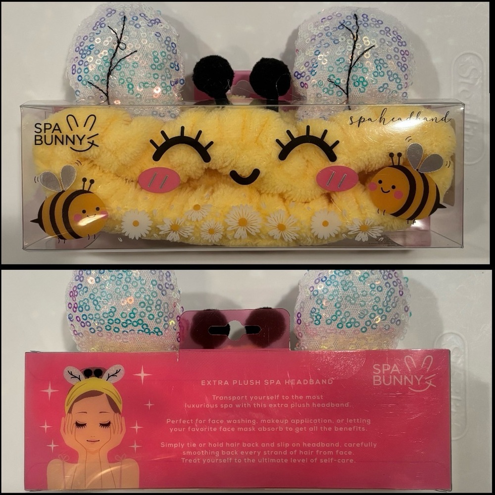 Spa Bunny extra soft spa headband / bee design / NEW in sealed box / cross post